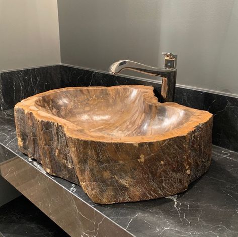 Wooden Sink, Wooden Sinks Bathroom, Luxury Bathroom Master Baths, Wood Sink, Wood Carving Furniture, Bamboo Garden, Barrel Furniture, Wooden Bathroom, Rustic Bathrooms