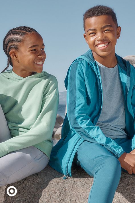 Make kids smile with colorful and comfy activewear. Perfect for layering, these hoodies, windbreakers, sweats, tees and pants will let them play all day. Kid Reference, Visual Merchandising Fashion, Kids Smile, Neutrogena Makeup Remover, Kid Outfits, Play All Day, Neutrogena Makeup, Children Fashion, Matching Tees