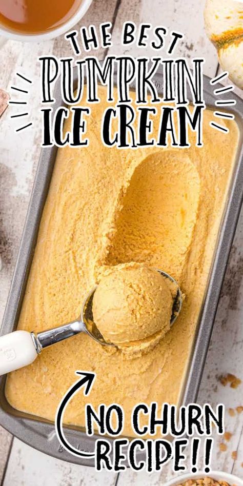 Pumpkin Ice Cream Pumpkin Ice Cream Recipe, Frozen Pumpkin Pie, Pumpkin Spice Ice Cream, Pumpkin Pie Ice Cream, Frozen Pumpkin, Pumpkin Ice Cream, Homemade Ice Cream Recipes, Pumpkin Treat, No Churn Ice Cream