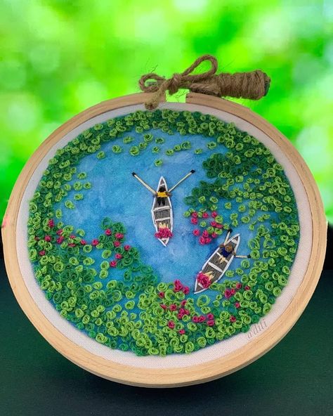 Hoop Art Embroidery on Instagram: “The Lotus pickers at Loktak Lake, Manipur! 😍 👉 Follow @hoopart.embroidery for more . 📸 @ditibaruah . #hoopartembroidery” French Knot Embroidery, Hand Embroidery Projects, Thread Painting, French Knot, 자수 디자인, Sewing Embroidery Designs, Hand Embroidery Art, Hand Embroidery Stitches, Embroidery Hoop Art