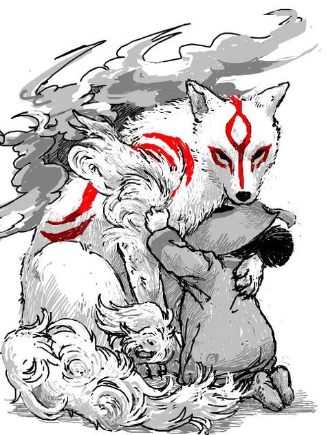 Kitsune Fox Spirit, Kitsune Fox, Japanese Mythology, Wolf Tattoo Design, Canine Art, Goddess Artwork, Anime Wolf, Fantasy Creatures, Aesthetic Art