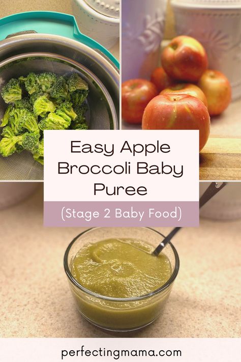 Broccoli Puree Recipes, Broccoli Puree Baby, Apple Puree For Baby, Baby Broccoli Recipe, Apple Baby Food, Broccoli Puree, Baby Purees, Baby Preparation, Pureed Food