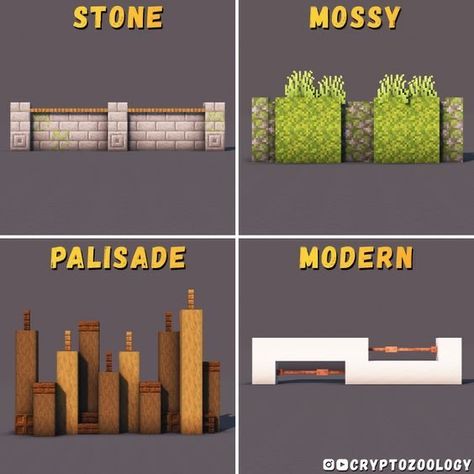 Minecraft Farm Wall, Cool Minecraft Designs, Minecraft Benches Ideas, Minecraft Town Wall Designs, Minecraft Porch Design, Minecraft Stairway Design, Minecraft Modern Fence, Minecraft Retaining Wall Ideas, Dallasmed65 Minecraft House