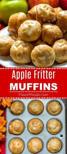 Apple Fritter Cupcakes, Baked Apples In Muffin Tin, 2 Apples Recipe, What To Make With Apples Healthy, Apple Fritter Muffin Recipe, Fall Mini Muffin Recipes, Apple Recipes Easy Quick Simple, Fall Mini Muffins, 1 Apple Recipe