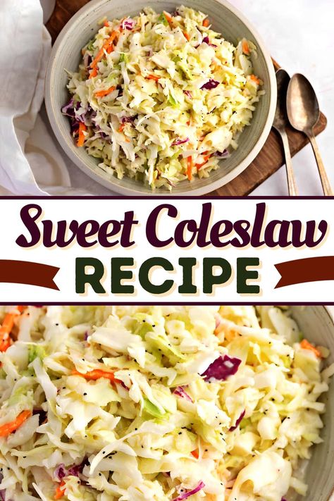 This is the best sweet coleslaw recipe you'll ever have! With Miracle Whip and white sugar, the dressing is just to die for! Sweet Coleslaw Dressing, Vinegar Coleslaw Recipe, Sweet Coleslaw Recipe, Sweet Coleslaw, Classic Coleslaw Recipe, Vinegar Coleslaw, Coleslaw Recipes, Seed Salad, Cabbage Salad Recipes