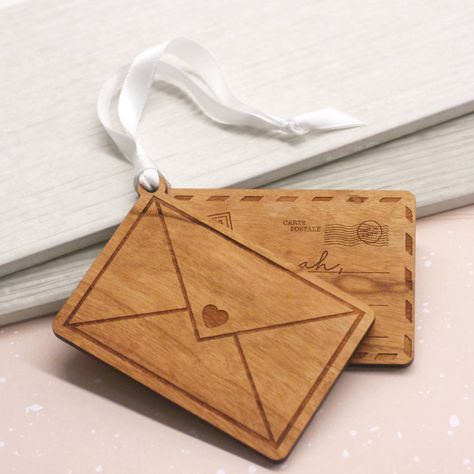 Personalised Secret Letter Decoration Wooden Envelope, Envelope Decoration, Relationship Jewelry, Envelope Christmas, Envelope Necklace, Long Distance Best Friend, Message Envelope, Message Necklace, Letter Decoration