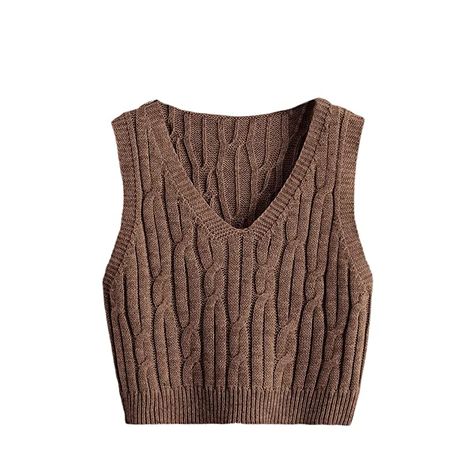 Sleeveless V Neck Knitwear Tank Tops Preppy Tank Tops, Crop Sweater Vest, Preppy Mode, Knitted Crop Tank Top, Crochet Vest Pattern, Vest Crop Top, Streetwear Mode, Cropped Pullover, Sweater Vest Women