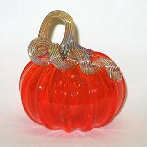 Transparent Orange Pumpkin Art Glass Pumpkin, Beaded Lamps, Art Glass Paperweight, Pumpkin Art, Glass Pumpkins, Orange Pumpkin, Artful Home, Opal White, Glass Art Sculpture