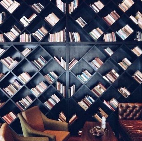 Wall of Angles Bookshelf Living Room [572 × 570] Snug Room, Library Inspiration, Bookshelves In Living Room, Library Wall, Tea And Books, Furniture Bookshelves, Bookshelf Design, Book Shelves, Home Landscaping