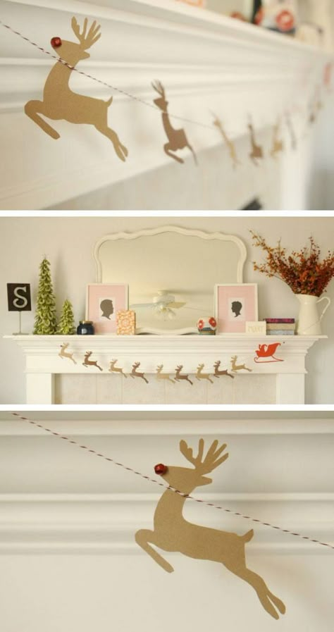 DIY Santa & Reindeer Garland | Click Pic for 22 DIY Christmas Decor Ideas on a Budget | Last Minute Christmas Decorating Ideas for the Home Reindeer Garland, Diy Christmas Videos, Budget Christmas, Diy Christmas Garland, Diy Santa, Christmas Tablescape, Santa Reindeer, Christmas Decorations For The Home, Noel Christmas