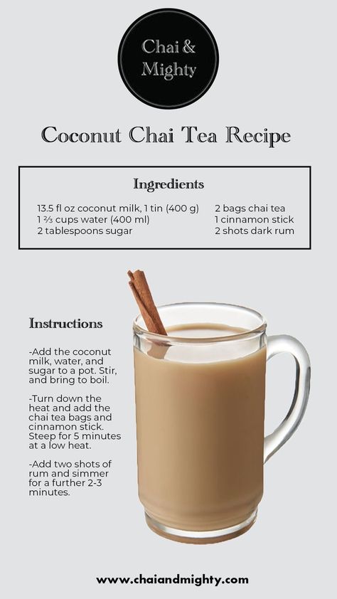 Chai Tea Recipe, Tea Latte Recipe, Tea Drink Recipes, Herbal Teas Recipes, Coffee Drink Recipes, Latte Recipe, Tea Recipe, Tea Latte, Chai Latte