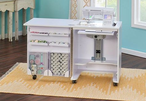 Armoire To Sewing Cabinet, Sewing Machine Cabinet Bar, Diy Sewing Cabinet Armoire, Sewing Cabinet With Lift, White Sewing Machine Cabinet, Sewing Machine Cabinets, Folding Sewing Table, Notions Storage, Machine Storage