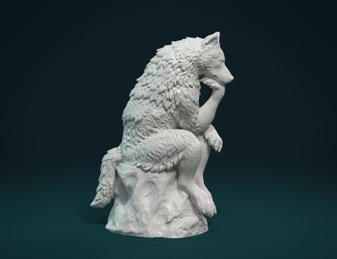 Wolf Statue, Wolf 3d, Dark Academia, Light In The Dark, Lion Sculpture, Statue, Animals, Art