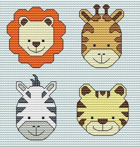 Animal Hand Embroidery, Crochet Applique Patterns Free, Easy Cross Stitch, Cross Stitch For Kids, Small Cross Stitch, Animal Cross Stitch Patterns, Easy Cross, Hand Embroidery Kit, Mini Cross Stitch