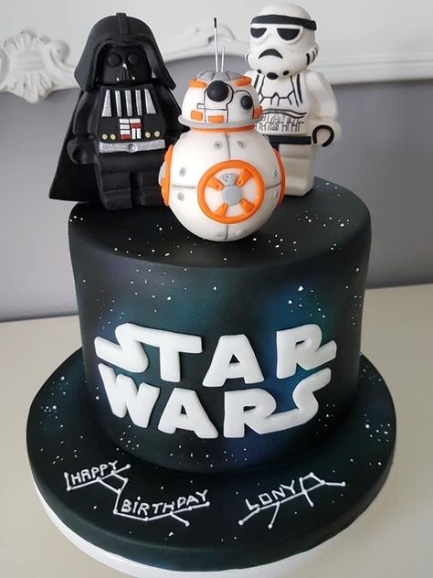 One With The Force Smash Cake, Darth Vader Cake Ideas, Starwars Birthday Cake Ideas, Starwars Cakes Birthday, Star Wars Cakes Birthday Boys, Simple Star Wars Cake, Starwars Birthday Cake, Birthday Bbq Food, Birthday Cake Star Wars