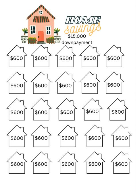 Save $15k in 25 months with the help of this savings challenge guide! Once the money is in the bank (safe and secure from frivolous spending) you can mark off a goal house 🏡 

Going $600 at a time will help you keep track of how much you have without logging into your account constantly. Not to mention you can also order placeholder bills to help you visually keep track in your envelope- double feel goods about your hard earned goals being met Housing Savings Challenge, 12000 Savings Plan, House Down Payment Savings Plan, House Savings Challenge, House Saving Challenge, 15k Savings Challenge, Year Savings Plan, House Savings, Savings Challenge Monthly