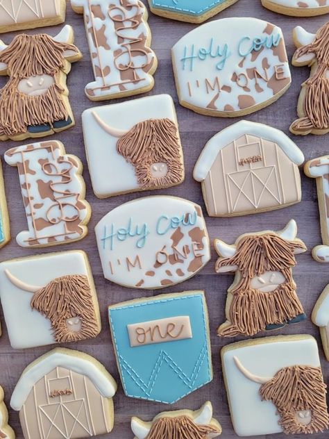 Hyland Cow Cookies, Farm Cookies Decorated, Highland Cow Baby Shower Cookies, Highland Cow Sugar Cookies, Highland Cow Cookies Decorated, Cow Cookies Decorated, Gemstone Cookies, Highland Cow Cookies, Cow Sugar Cookies