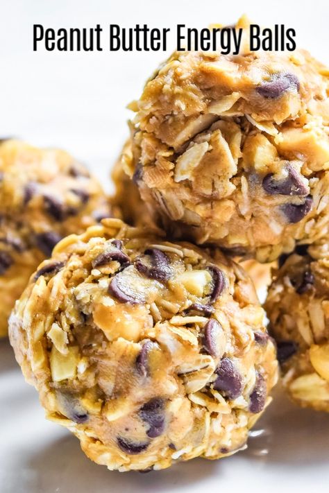 Peanut Butter Honey Oatmeal, Oatmeal Chocolate Chips, No Bake Energy Balls, Fiber Recipes, Peanut Butter Energy Balls, No Bake Energy, Healthy No Bake, Peanut Butter Energy Bites, Energy Bites Recipes