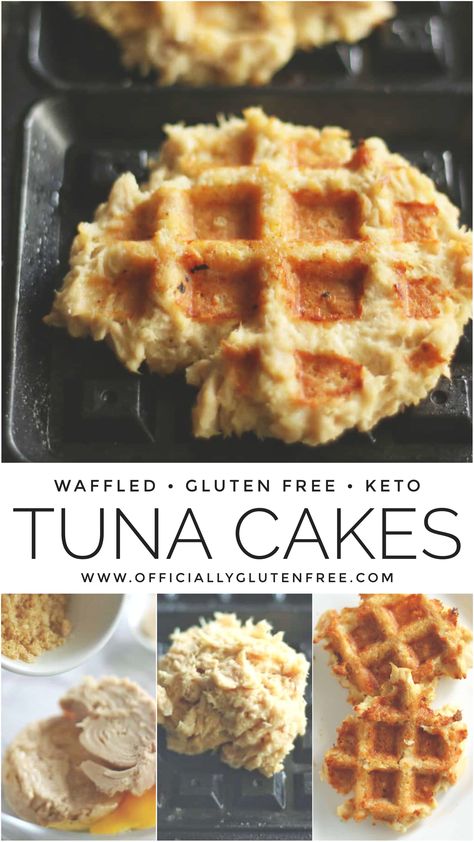 These Keto & Low Carb Waffled Tuna Cakes are an inexpensive appetizer, side dish or meal. They can be thrown together in a few minutes with Items from your Pantry. Keto Tuna Cakes, Inexpensive Appetizers, Tuna Cakes Recipe, Keto Tuna, Canned Tuna Recipes, Low Carb Waffles, Tuna Patties, Waffle Iron Recipes, Tuna Cakes