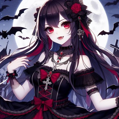 #vampire #anime #animeicons #aesthetic Vampire Animes, Vampire Anime, Vampire Girls, Gothic Anime, Anime Oc, Face Claims, Harley Quinn, Bing Images, Aesthetic Anime