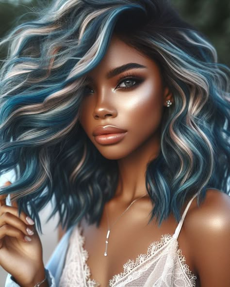 Transform your hair game with silver electric blue. A daring and dazzling trend you’ll love! Purple And Teal Hair, Pastel Pink Hair Ombre, Lavender Hair Ombre, Dusty Pink Hair, Exotic Hair Color, Blue Hair Highlights, Lavender Hair Colors, Wild Hair Color, Pink Ombre Hair