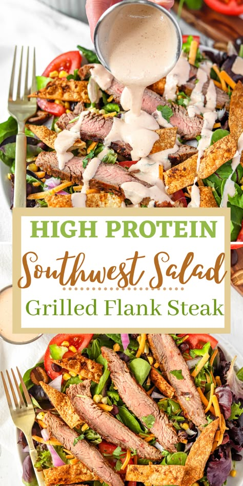 Flank Steak Salad, Steak Lunch, High Protein Salad, Protein Salad Recipes, Steak Salad Recipe, Protein Dinner Recipes, Healthy Steak, Salad Jars, Flank Steak Recipes