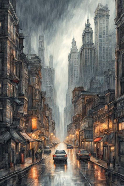 Explore Utopian Dystopia: Dark Streets Filled with Abandoned Cars. Inspired by USA. Chicago Surreal Cityscape, Time Stands Still, Dark Street, Gothic Design, The Haunting, Abandoned Cars, Landscape Features, Gothic Architecture, Follow My Instagram