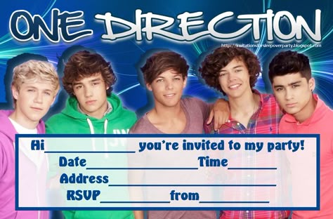 1d Birthday Party Ideas, One Direction Themed Party, One Direction Birthday Party, One Direction Funny, One Direction Party, One Direction Birthday, Free Printable Invitations, Party Invitations Printable, Youre Invited