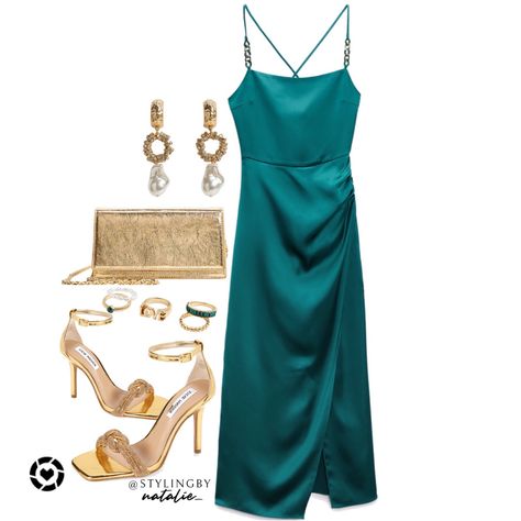 Teal Dress With Gold Accessories, Teal Formal Dress Accessories, Teal Dress Accessories Jewelry, Teal And Gold Outfit, Teal Dress For Wedding Guest, Teal Wedding Guest Dress, Teal Dress Accessories, Teal Blue Outfit, Teal Outfit Ideas