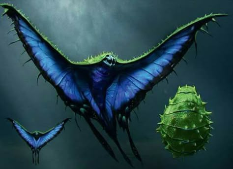 Swooping Evil: A large, butterfly-like creature that emerges from a small object, possibly a cocoon. Creature Fantasy, Beast Creature, Newt Scamander, Fantasy Beasts, 다크 판타지, Fantastic Beasts And Where, Monster Concept Art, Creature Drawings, Magical Art