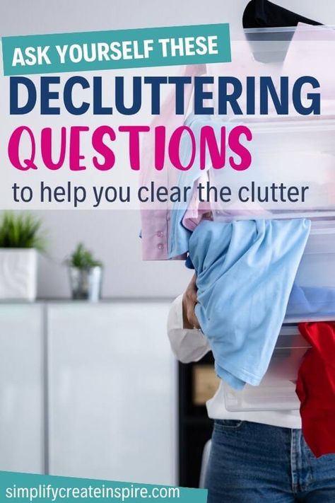 Declutter Questions, Decluttering Questions, Home Organisation Tips, Closet Organisation, Space Saving Hacks, Declutter Home, Decluttering Tips, Questions To Ask Yourself, How To Declutter