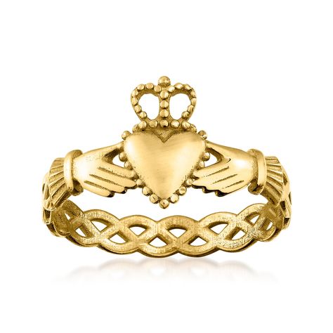 PRICES MAY VARY. 14kt yellow gold, ring for women. 3/8" wide. Luxury 14kt yellow gold ring. Polished 14kt yellow gold. Crafted in Italy. Includes jewelry presentation box. A top-rated jeweler since 1952, Ross-Simons travels the world to find high-quality styles at the best prices. This ring bears a very traditional Celtic symbol, known as the Claddagh. Crafted of polished 14kt yellow gold, it's the perfect way celebrate Irish culture, or even your own heritage! Made in Italy. 3/8" wide. 14kt yel Top Selling Jewelry, Jewelry Presentation, Gold Claddagh Ring, Celtic Symbol, Gold Ring For Women, Irish Ring Claddagh, Ring Bear, Irish Rings, Claddagh Ring