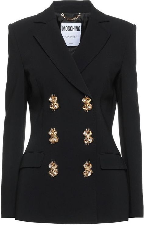 Moschino Embellished Blazer, Black Blazers, Moschino, Blazer Suit, Women's Blazer, Work Wear, Coats Jackets, Style Inspiration, Blazer