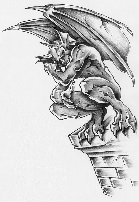 Gargoyle Tattoo Stencil, Gargoil Drawings, Gargoil Tattoos, Gothic Gargoyles Drawing, Gargoyle Drawing Sketch, Gargoyle Tattoo Design, Feminine Gargoyle Tattoo, Gargoyle Drawing, Wizard Drawings