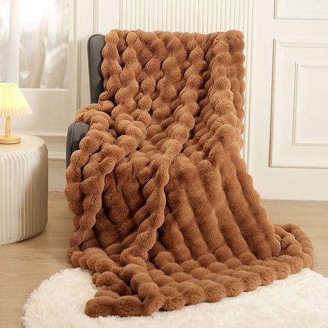 Amazon.com: Super Comfort Oversized Warm Thick Bubble Double Sided Plush Rabbit Faux Fur Throw Blanket, Fluffy Blanket,Soft Cozy Blanket for Couch Chair Bed Sofa Living Room,Brown 60'' x 80'' : Home & Kitchen Bedroom Closet With Vanity, Bed Sofa Living Room, Fall Bedroom Ideas, Living Room Brown, Plush Rabbit, Room Brown, Thick Blanket, Faux Fur Throw Blanket, Fuzzy Blanket