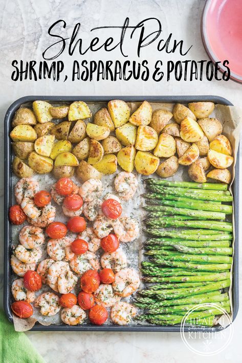 Perfect for a busy weeknight, my Healthy Sheet Pan Shrimp Dinner Recipe in on the table in less than 30 minutes but full of delicious flavor!AD #30minutemeals #sponsoredbyNinja #NinjaFoodiOven #sheetpanmeals Potato Dinner Recipe, Horseradish Aioli, Asparagus Potato, Shrimp Asparagus, Healthy Sheet Pan, Best Asparagus Recipe, Sheet Pan Shrimp, Pan Shrimp, Potato Dinner