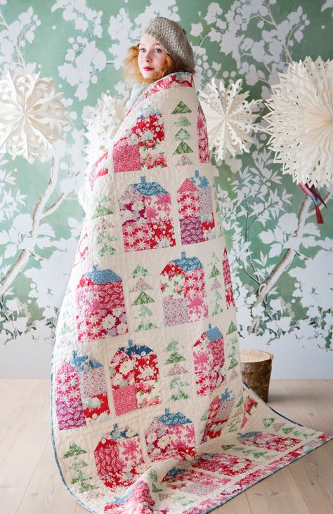 The Cottage Quilt – Tildas World Tilda Quilts, House Quilt Blocks, Tilda Fabric, Woodland Quilt, House Quilt Block, Cottage Quilt, Pretty Quilt, House Quilts, Quilts Patterns