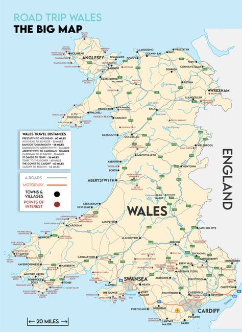 Road Trip Wales Map - Wales Road Map A2 Foldable Splash Proof Welsh Coast, Wales Map, Road Trip Map, House Map, Snowdonia, Road Map, Road Trip Itinerary, Free Travel, Lake District