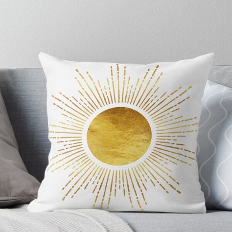 Burst Of Light, Faux Metal, Gold Sunburst, White Hot, Gold Texture, Designer Throw Pillows, Pillow Sale, Apartment Decor, Top Artists