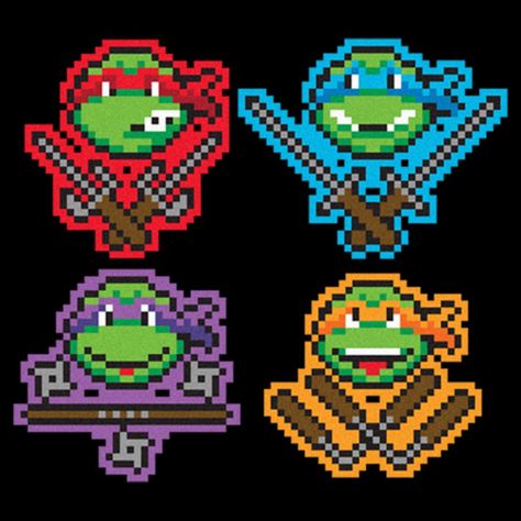 Ninja Turtles Perler Beads, 8 Bit Pixel Art, Cowabunga Dude, Kandi Cuff Patterns, Donatello Ninja Turtle, Bo Staff, Beads Patterns, Kandi Cuff, Cool Pixel Art