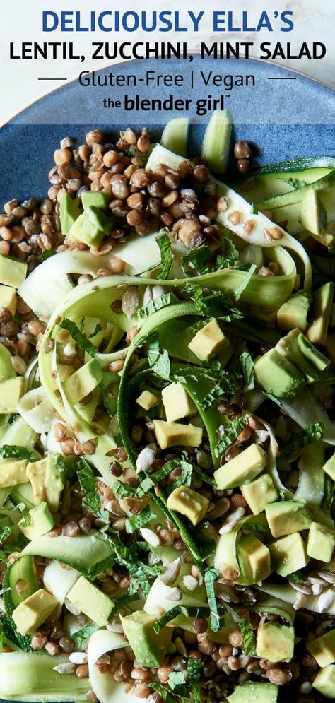 Salad With Zucchini, Green Lentil Salad, Ella Vegan, Amazing Salads, Green Lentil, Sweet Potato Brownies, Deliciously Ella, Mint Salad, Zucchini Salad