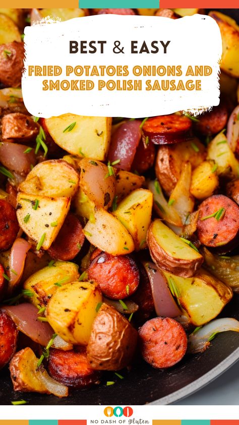 Savor the heartwarming flavors of Fried Potatoes, Onions, and Smoked Polish Sausage, a classic American favorite. Perfect for family dinners or cozy gatherings. Try this comforting recipe today and make your mealtime memorable! Sausage Potato Skillet Recipes, Fried Potatoes Onions And Polish Sausage, Smoked Sausage Recipes Potato, Sausage Potatoes Peppers And Onions, Fried Potatoes And Onions And Peppers With Smoked Sausage, Sausage Potato Onion Skillet, Potato And Polish Sausage Recipes, Polish Sausage And Potatoes Skillet, Sausage Potatoes And Peppers Skillet