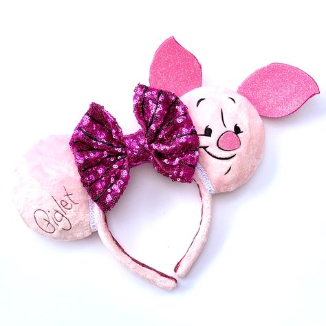 Piglet Face, Piglet Ears, Mouse Ears Headband, Disney Ears, Minnie Ears, Disney Quotes, Mickey Ears, Bow Design, Ear Headbands