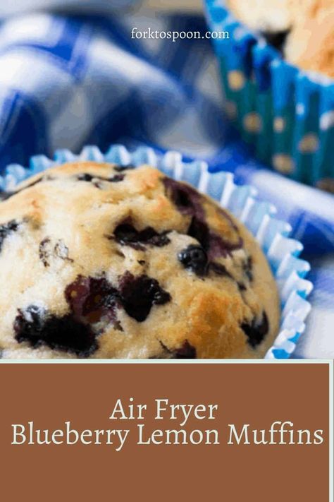 AIR FRYER BLUEBERRY LEMON MUFFINS Copycat Blueberry Muffins, Air Fryer Muffins, Air Fryer Blueberry, Low Carb Blueberry Muffins, Blueberry Lemon Muffins, Homemade Blueberry Muffins, Lemon Blueberry Muffins, Air Fry Recipes, Lemon Muffins