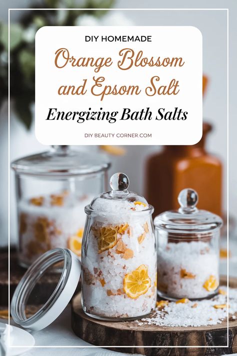 21 Best DIY Homemade Floral Bath Salts Recipes Homemade Epsom Salt Soak, Epsom Salt Diy, Diy Bath Tea Recipes, Orange Bath Salts, Diy Bath Soak Recipes, Diy Bath Salts With Essential Oils, Epson Salt Bath, Diy Bath Oil, Bath Tea Recipe