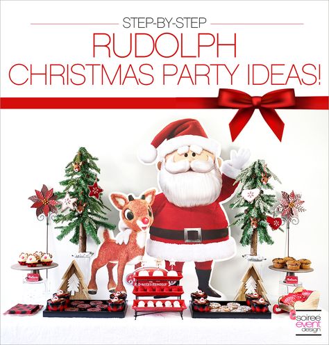 Soiree Event Design | Rudolph Party Ideas   Giveaway | http://soiree-eventdesign.com Rudolph Birthday Party Ideas, Rudolph The Red Nosed Reindeer Birthday Party, Rudolph Party Decorations, Rudolph The Red Nosed Reindeer Party Ideas, Rudolph Themed Christmas Party, Rudolph Party Ideas, Rudolph Birthday Party, Rudolph The Red Nosed Reindeer Party, Rudolph Movie Night