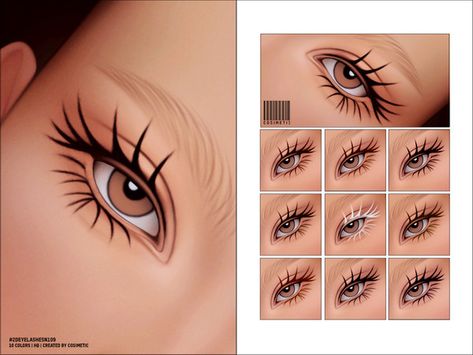 cosimetic's Maxis Match 2D Eyelashes N109 Sims 4 Makeup, Mod Makeup, Female Sims, Sims 4 Cc Makeup, Family Christmas Pajamas, Eye Shape, Makeup Eyelashes, Costume Makeup, Sims Mods