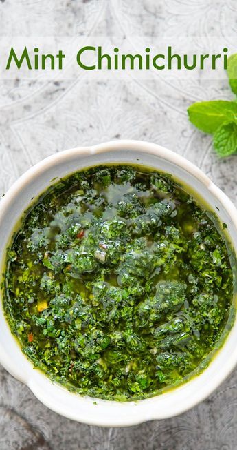 Mint Chimichurri, Cilantro Chimichurri, Chimichurri Sauce Recipe, Chimichurri Recipe, Mint Recipes, Chimichurri Sauce, Grilled Vegetables, Grilled Meat, Fresh Mint