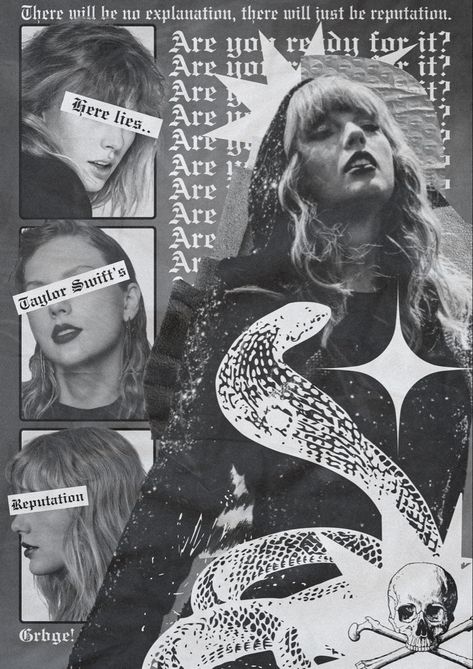 Folklore Graphic Design, Reputation Album Poster, There Will Just Be Reputation, Taylor Swift Eras Tour Fearless, There Will Be No Explanation, Eras Tour Fearless, Reputation Album, Taylor Swift Tickets, Grunge Posters