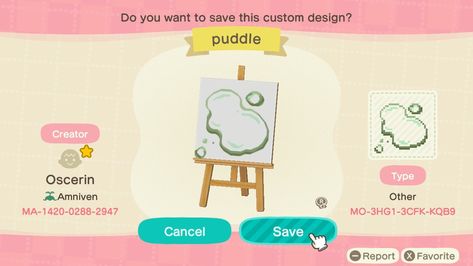 Water Puddle Acnh, Acnh Puddle Design Code, Animal Crossing Puddle Code, Puddle Code Acnh, Acnh Puddle Code, Puddle Acnh, Acnh Trashcore, Acnh Countryside, Acnh Farm